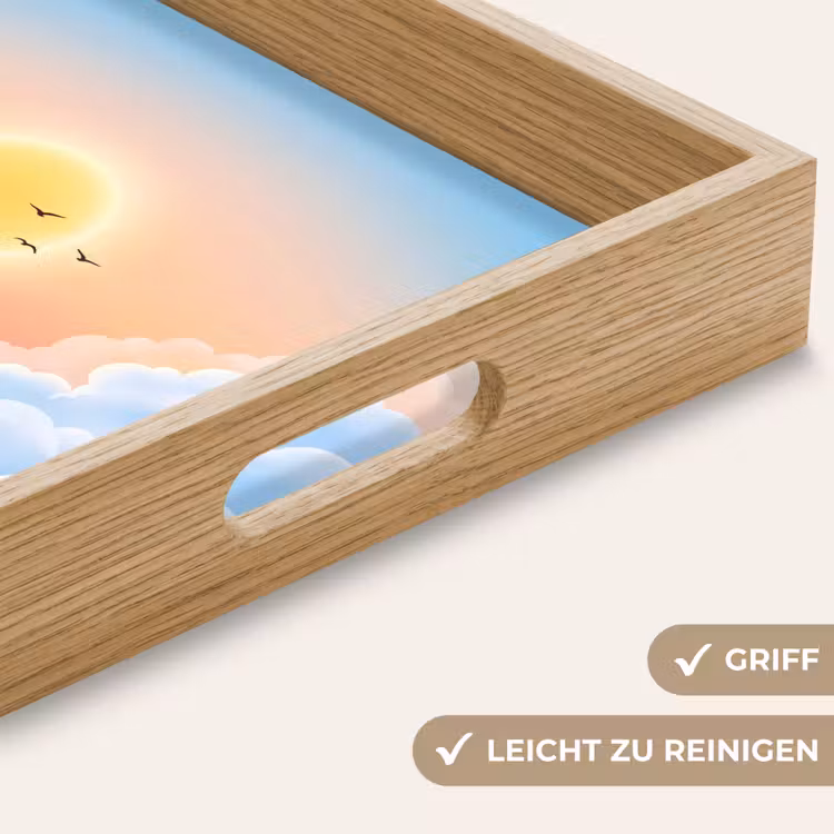 Zon - Vogels - Lucht - Natuur - Geel Dienblad Rechthoek middel -USP_HandgreepDE