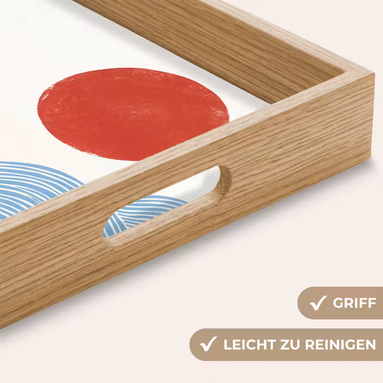 Zon - Golven - Oceaan - Abstract - Rood Dienblad Rechthoek middel -USP_HandgreepDE