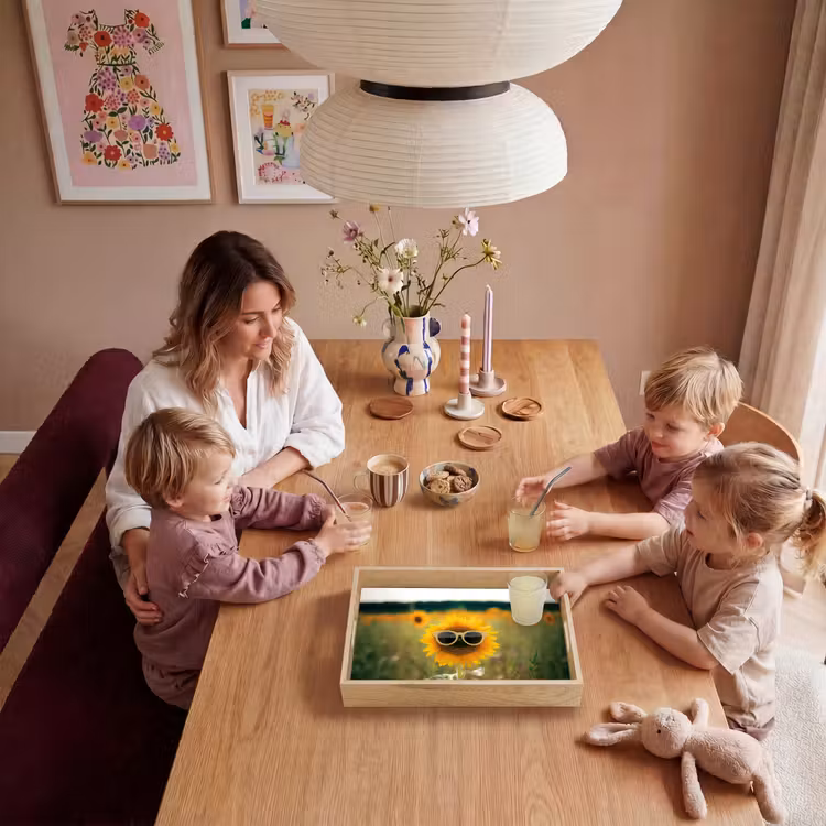 Zonnebloem - Veld - Zonnebril Dienblad Rechthoek middel -sfeer4