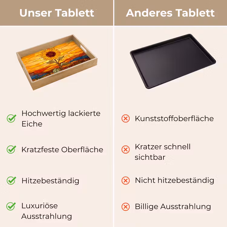 Zonnebloem - Mozaïek - Zonsondergang - Geel Dienblad Rechthoek middel -USP_VergelijkingDE