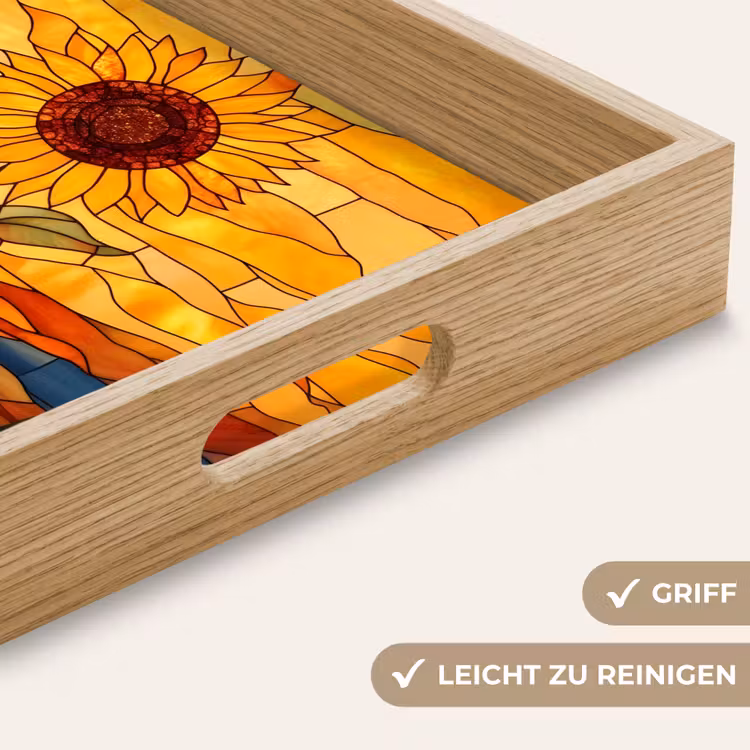 Zonnebloem - Mozaïek - Zonsondergang - Geel Dienblad Rechthoek middel -USP_HandgreepDE