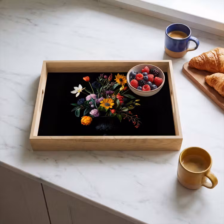 Zonnebloemen - Boeket - Kleurrijk Dienblad Rechthoek middel -sfeer2