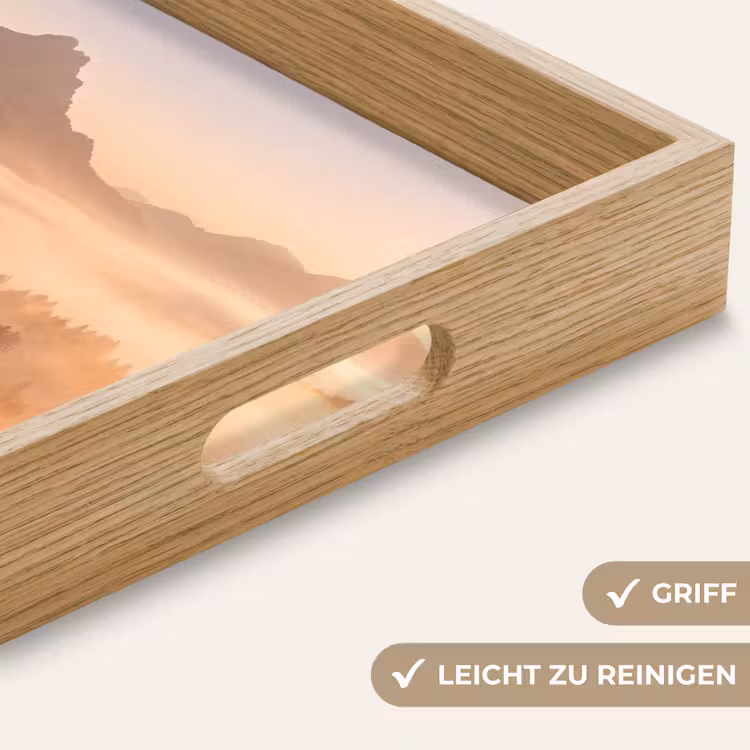 Zonlicht - Mist - Bergen - Bomen Dienblad Rechthoek middel -USP_HandgreepDE