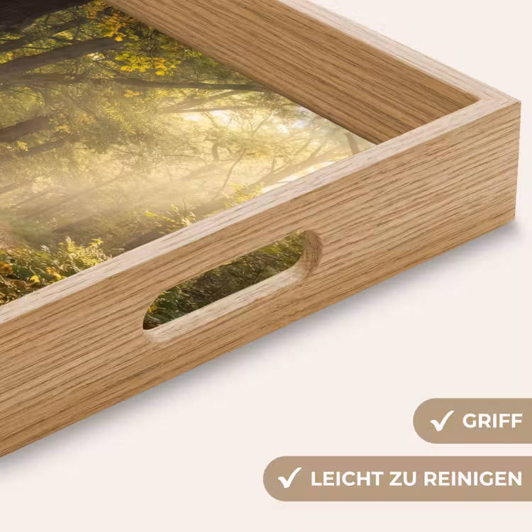 Zonlicht - Bospad - Bomen Dienblad Rechthoek middel -USP_HandgreepDE