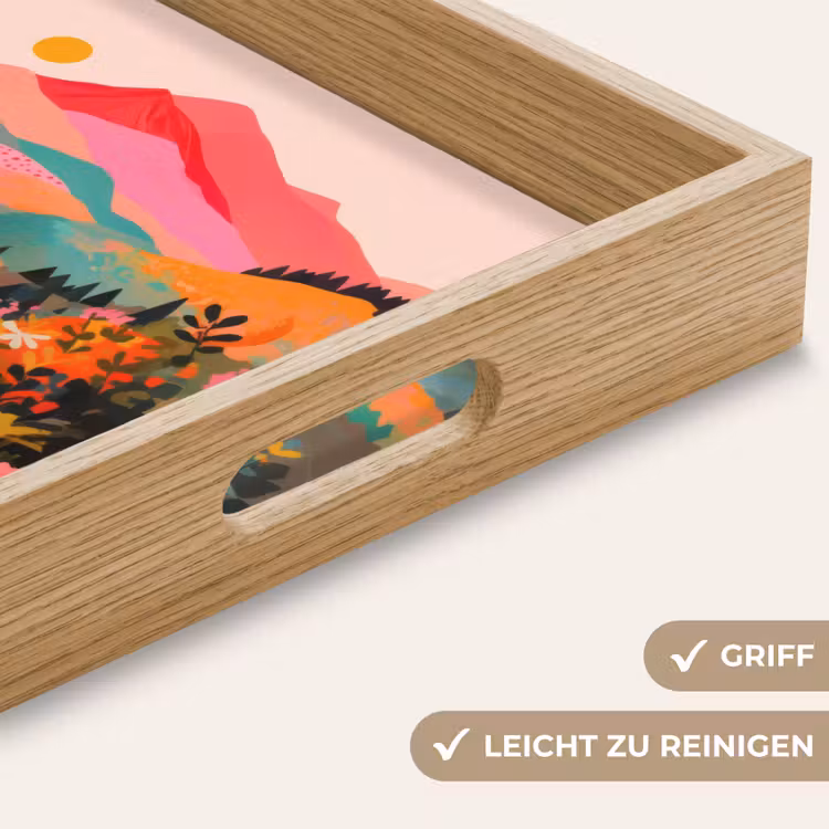 Zonsondergang - Bergvallei - Contrast Dienblad Rechthoek middel -USP_HandgreepDE