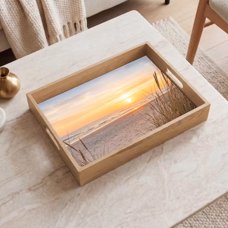 Zonsondergang - Duinen - Zee Dienblad Rechthoek middel -sfeer1