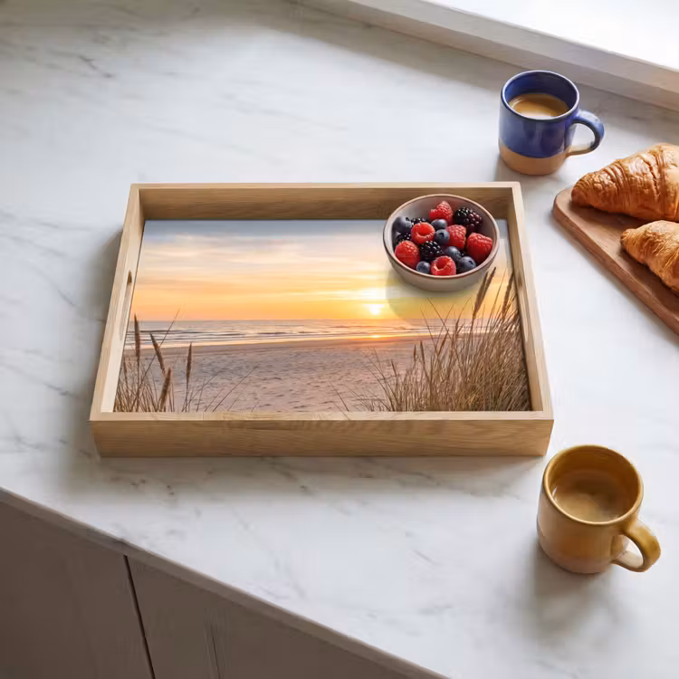 Zonsondergang - Duinen - Zee Dienblad Rechthoek middel -sfeer2