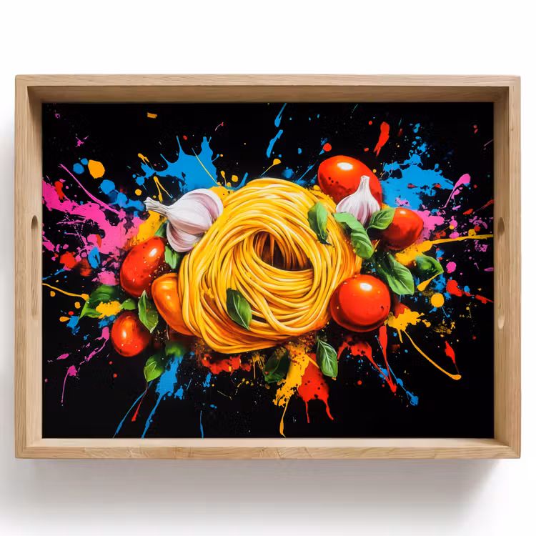 Spaghetti - Graffiti - Verf - Kleurrijk - Eten - Modern Dienblad Rechthoek middel -z3d_shopping