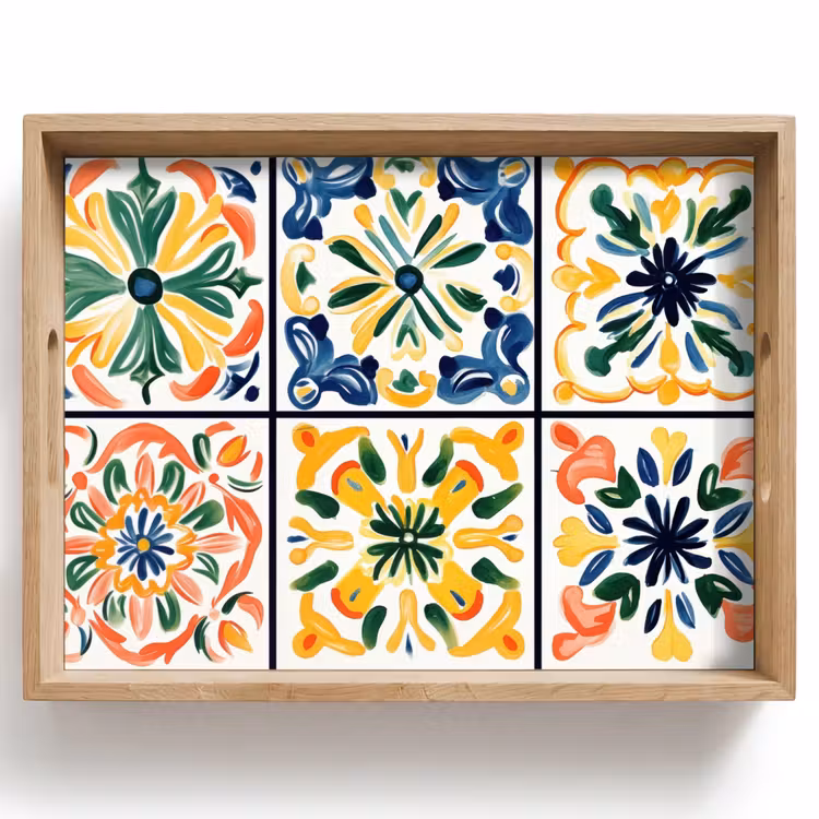 Spaans - Tegels - Keramiek - Bloemen Dienblad Rechthoek middel -z3d_shopping