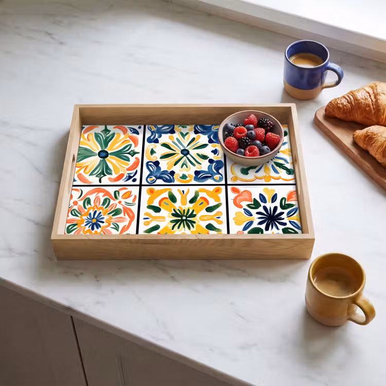 Spaans - Tegels - Keramiek - Bloemen Dienblad Rechthoek middel -sfeer2