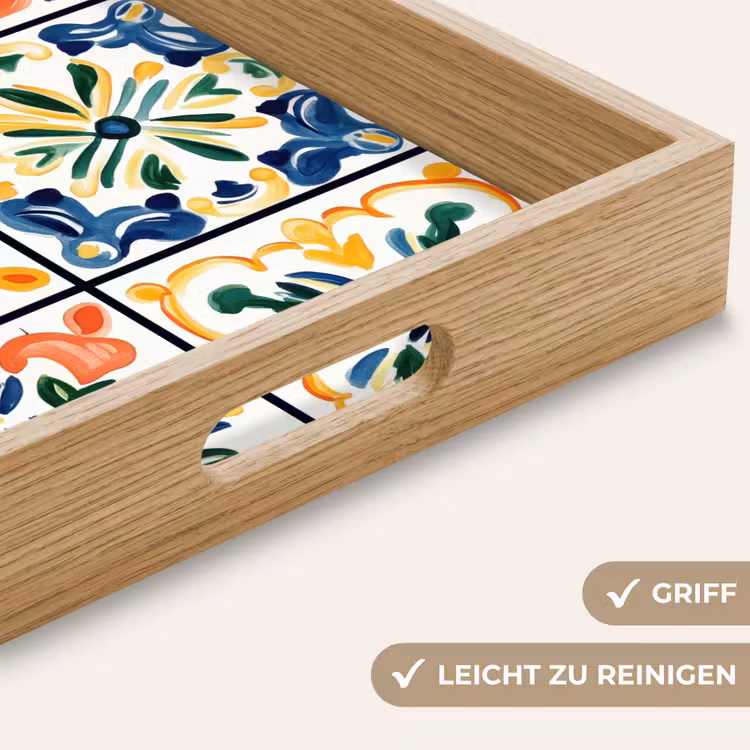 Spaans - Tegels - Keramiek - Bloemen Dienblad Rechthoek middel -USP_HandgreepDE
