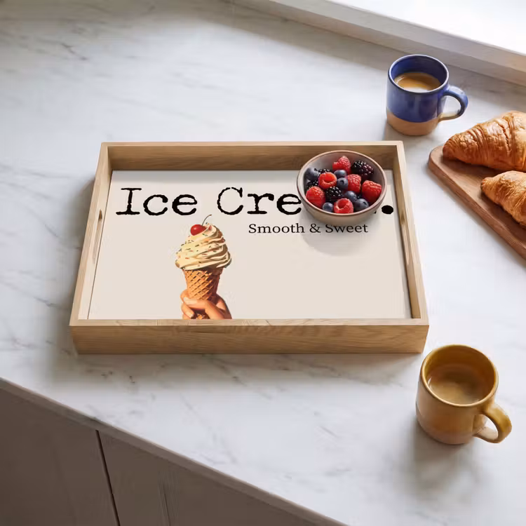 Ice cream - Softijs - Kleurrijk - Kers Dienblad Rechthoek middel -sfeer2