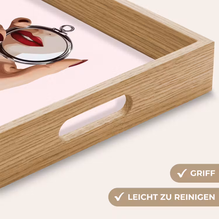 Spiegel - Rode lippen Dienblad Rechthoek middel -USP_HandgreepDE