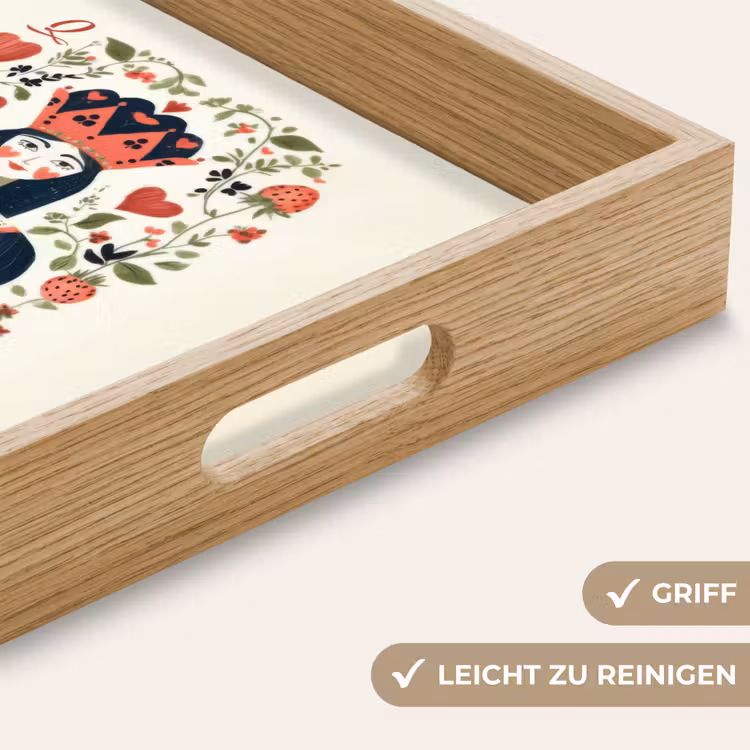 Speelkaart - Hartenkoningin - Bloemen - Hartjes Dienblad Rechthoek middel -USP_HandgreepDE