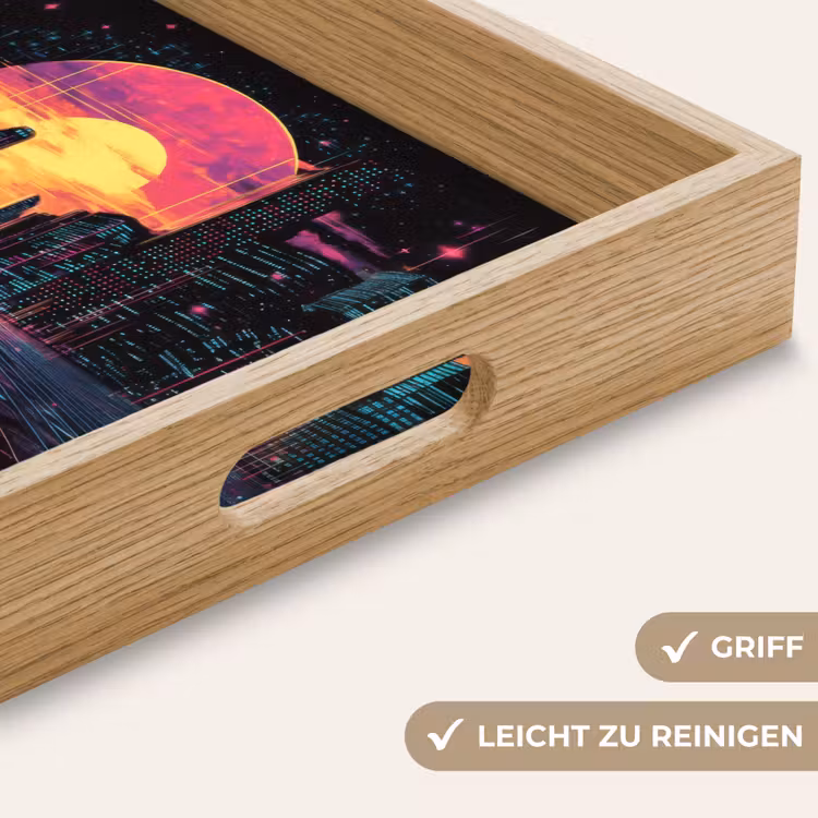 Stad - Gebouwen - Zon - Geel Dienblad Rechthoek middel -USP_HandgreepDE