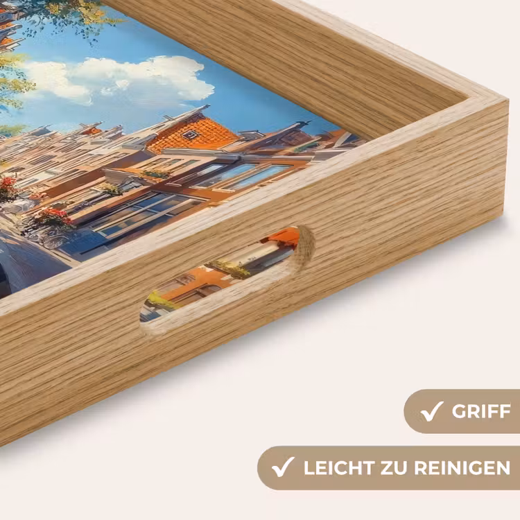 Stad - Gracht - Zon - Fietsen Dienblad Rechthoek middel -USP_HandgreepDE
