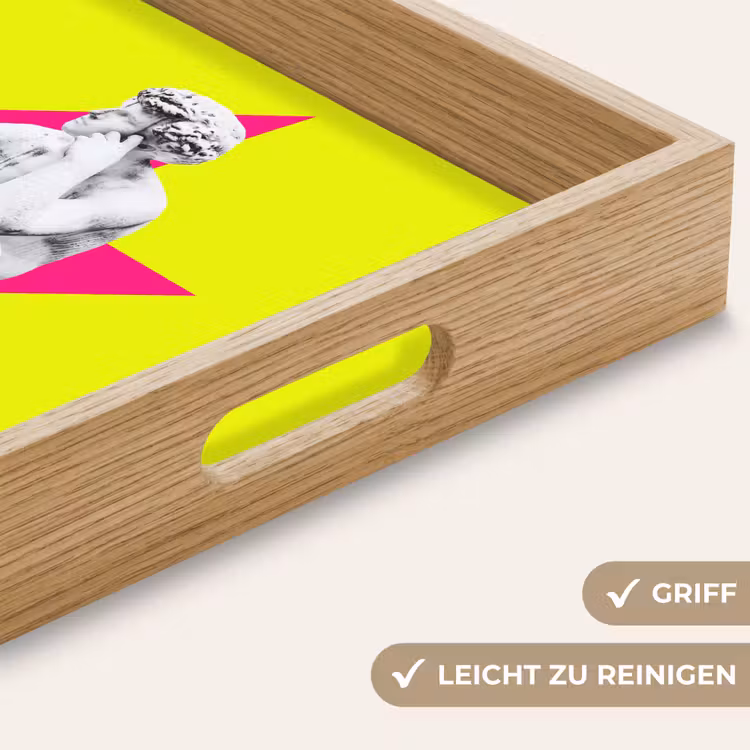 Beeld - Man - Bliksemschicht - Geel Dienblad Rechthoek middel -USP_HandgreepDE