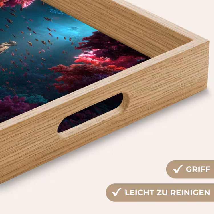 Standbeeld - Zeebodem - Koraal - Kleurrijk Dienblad Rechthoek middel -USP_HandgreepDE