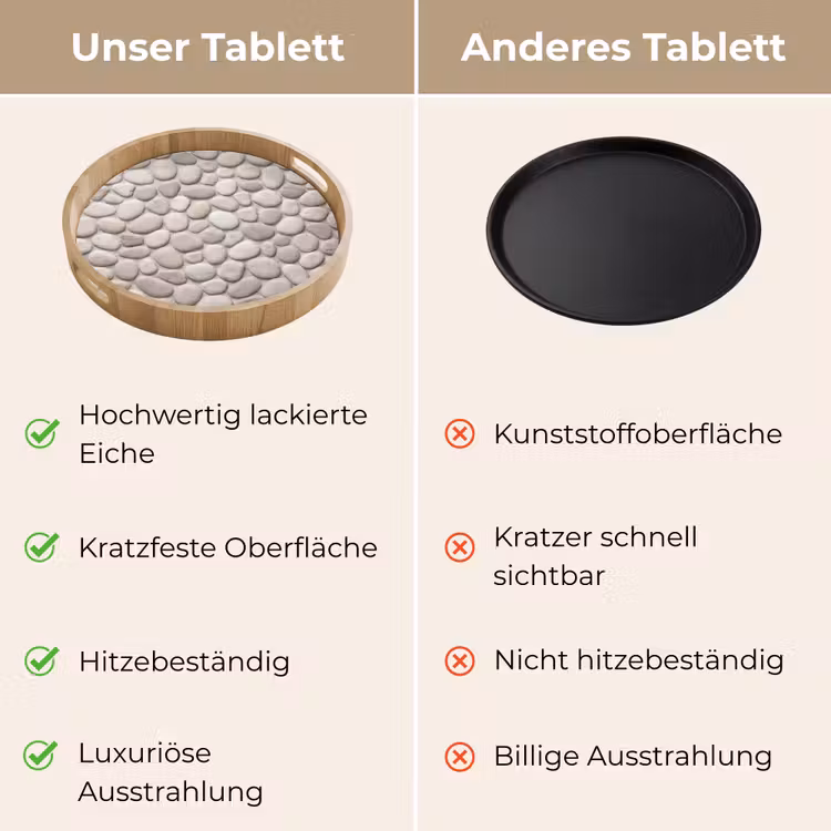 Steen - Kiezel - Natuur - Minimalistisch - Beige Dienblad Rond middel -USP_VergelijkingDE