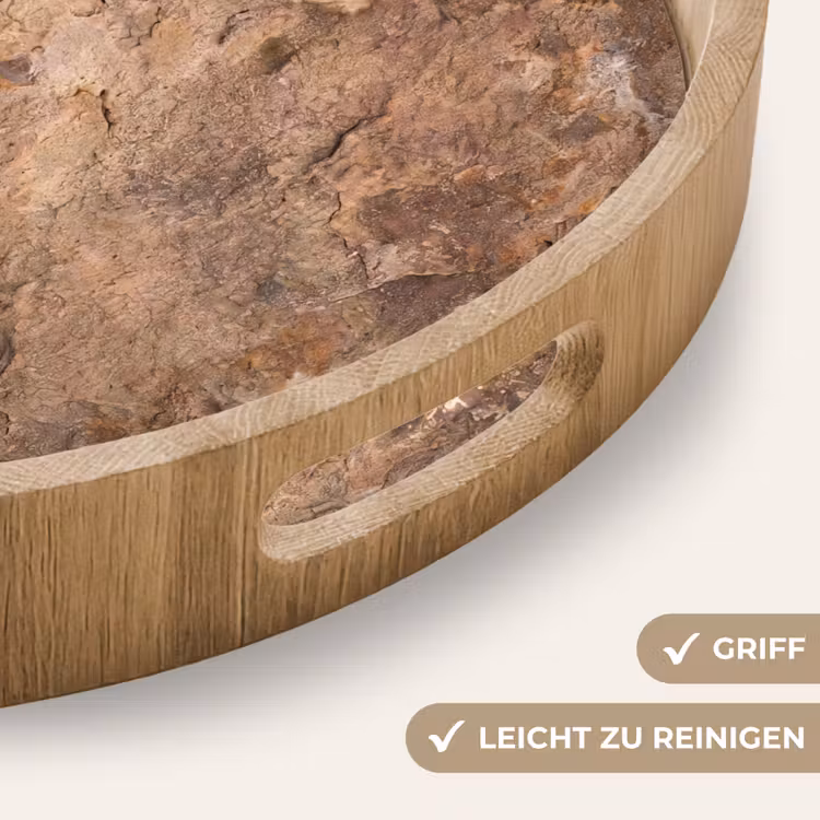 Steen - Natuur - Textuur - Abstract - Bruin Dienblad Rond middel -USP_HandgreepDE