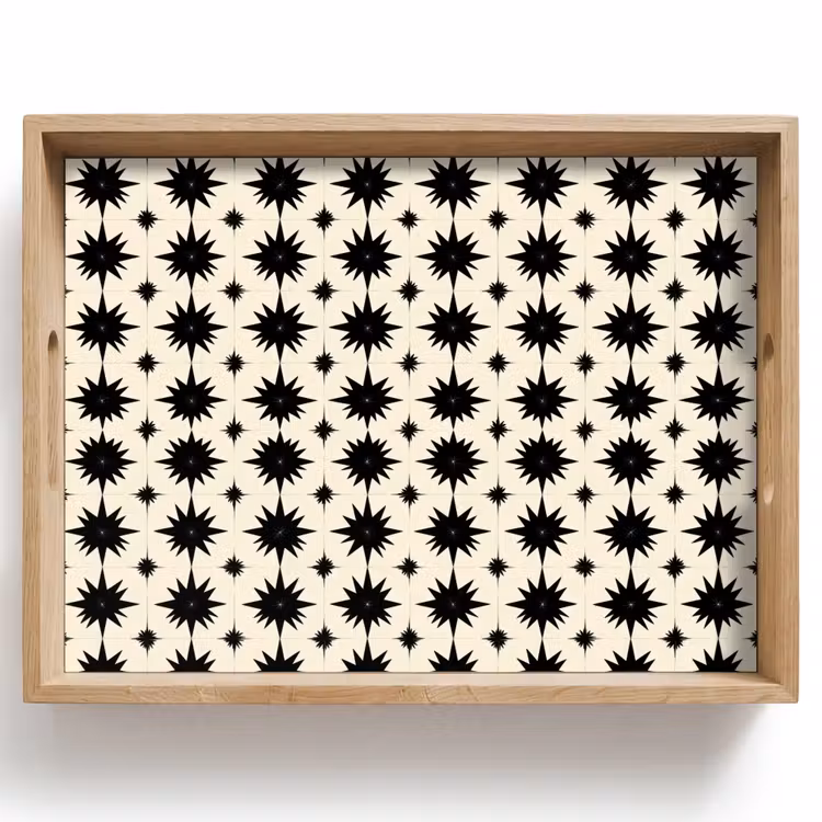 Stervormen - Geometrisch - Zwart Dienblad Rechthoek middel 911 -z3d_shopping