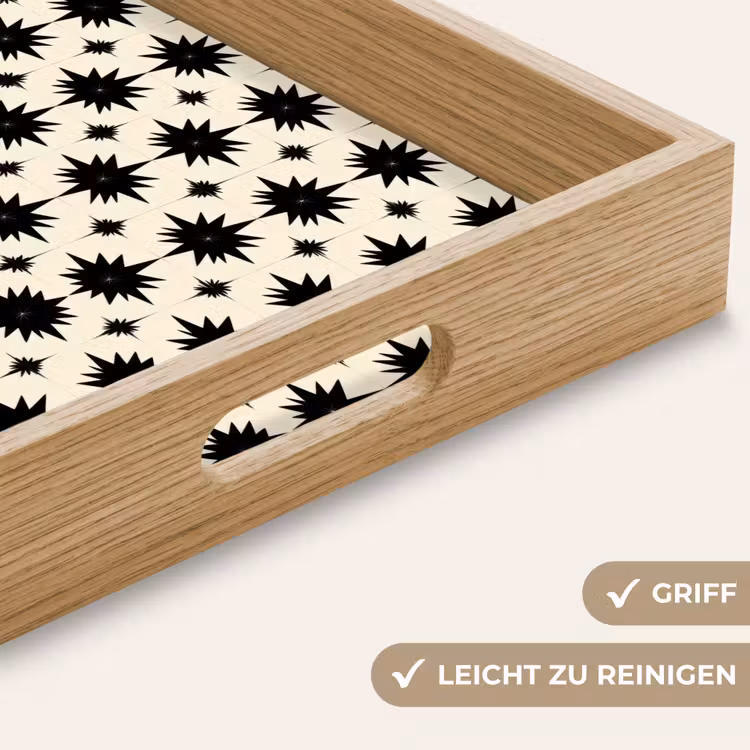 Stervormen - Geometrisch - Zwart Dienblad Rechthoek middel 911 -USP_HandgreepDE