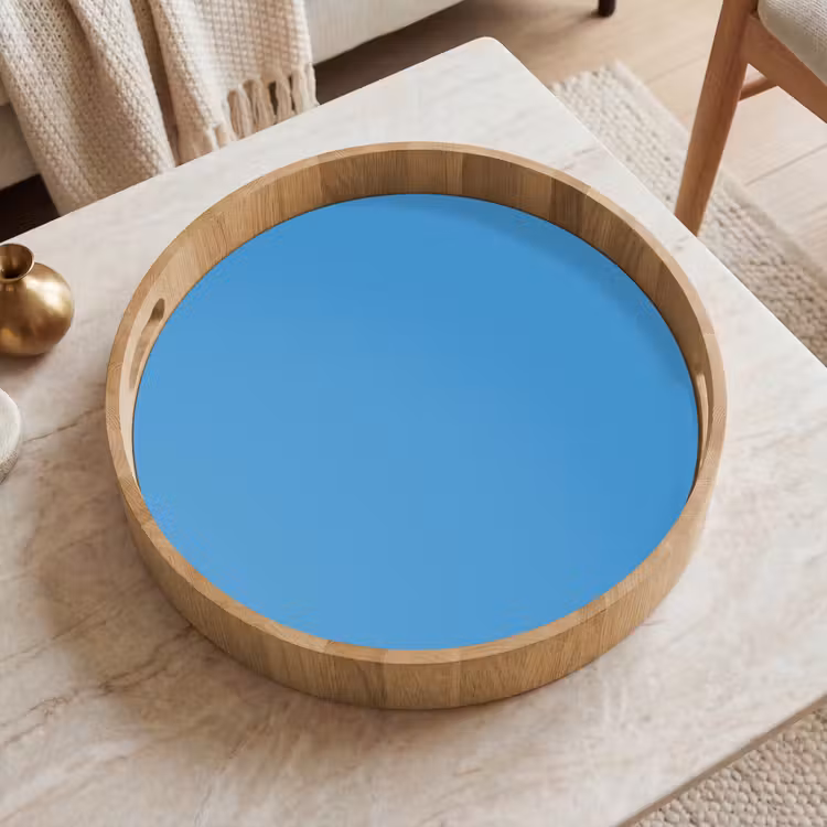 Steel - Blue - Blauw Dienblad Rond middel 914 -sfeer1