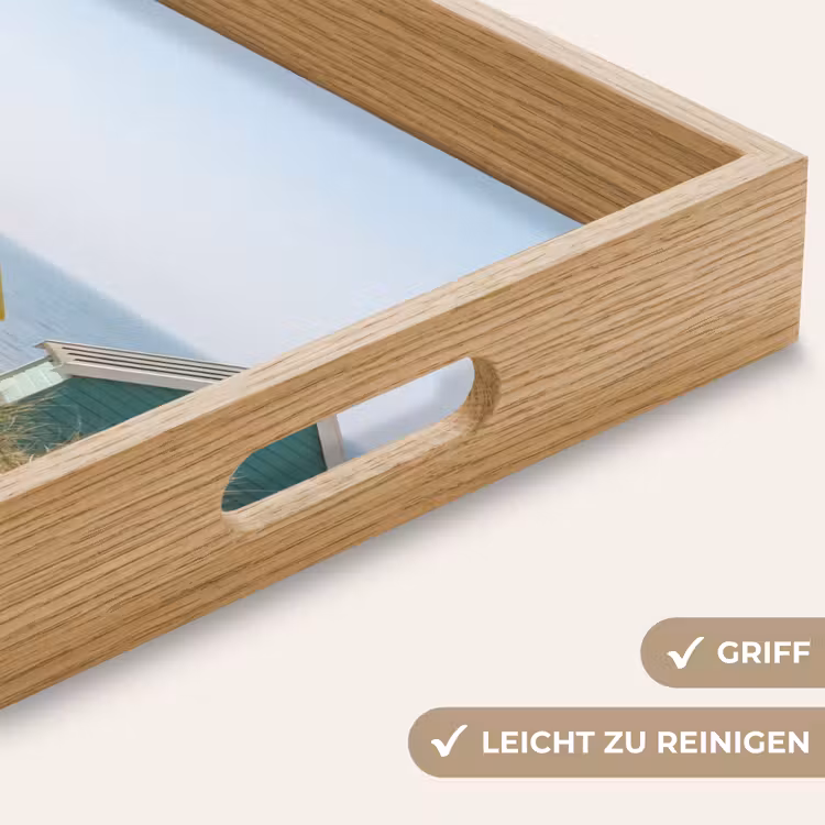 Strand - Huisjes - Kleurrijk - Duinen Dienblad Rechthoek middel -USP_HandgreepDE