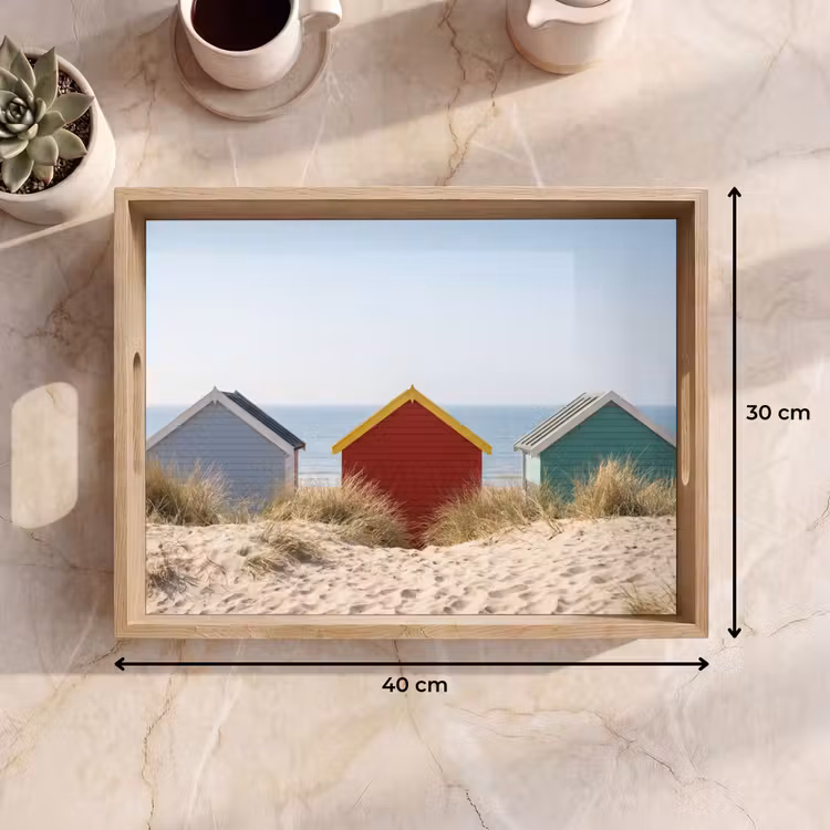 Strand - Huisjes - Kleurrijk - Duinen Dienblad Rechthoek middel -USP_Formaat
