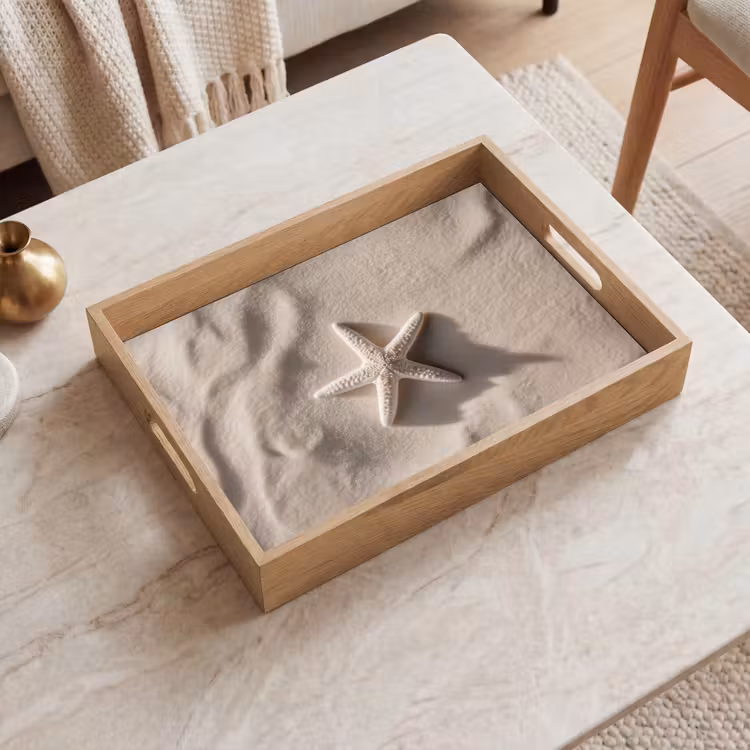 Strand - Zeester - Zand - Beige Dienblad Rechthoek middel -sfeer1