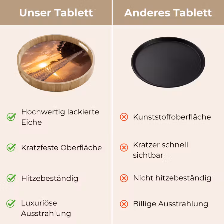 Strand - Zonsondergang - Natuur - Tropisch - Oranje Dienblad Rond middel -USP_VergelijkingDE