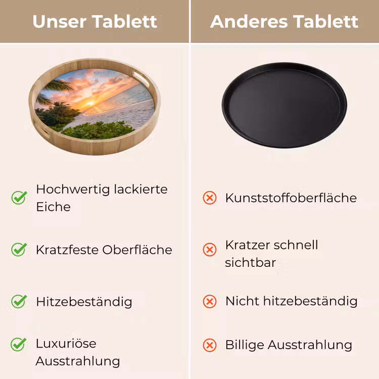 Strand - Zonsondergang - Palmbomen - Tropisch - Natuur Dienblad Rond middel -USP_VergelijkingDE