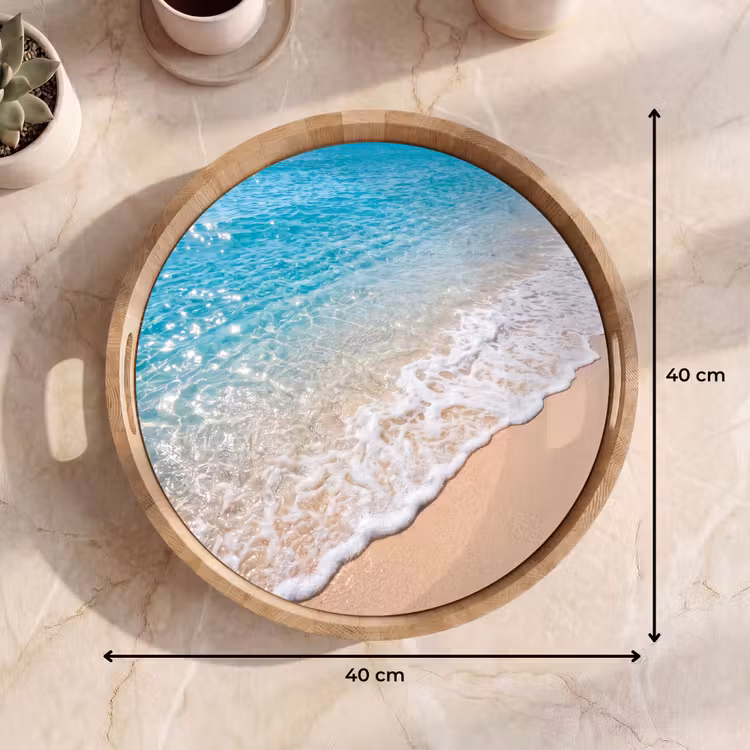 Strand - Water - Natuur - Blauw - Beige Dienblad Rond middel -USP_Formaat