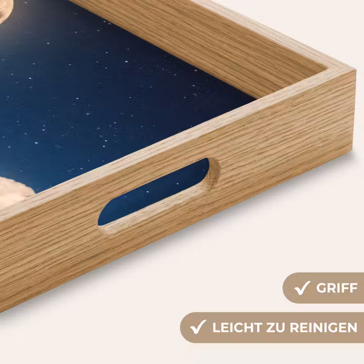 Tablett - Straße – Mond – Nacht - Weg - Maan - Nacht Dienblad Rechthoek middel