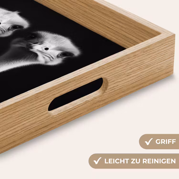 Struisvogels - Halzen - Zwart - Minimalistisch Dienblad Rechthoek middel -USP_HandgreepDE