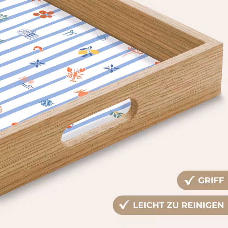 Strepen - Blauw - Patroon - Zomer Dienblad Rechthoek middel 911 -USP_HandgreepDE
