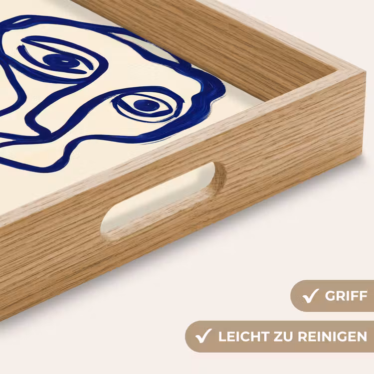Lijntekening - Overlappende gezichten - Donkerblauw Dienblad Rechthoek middel -USP_HandgreepDE