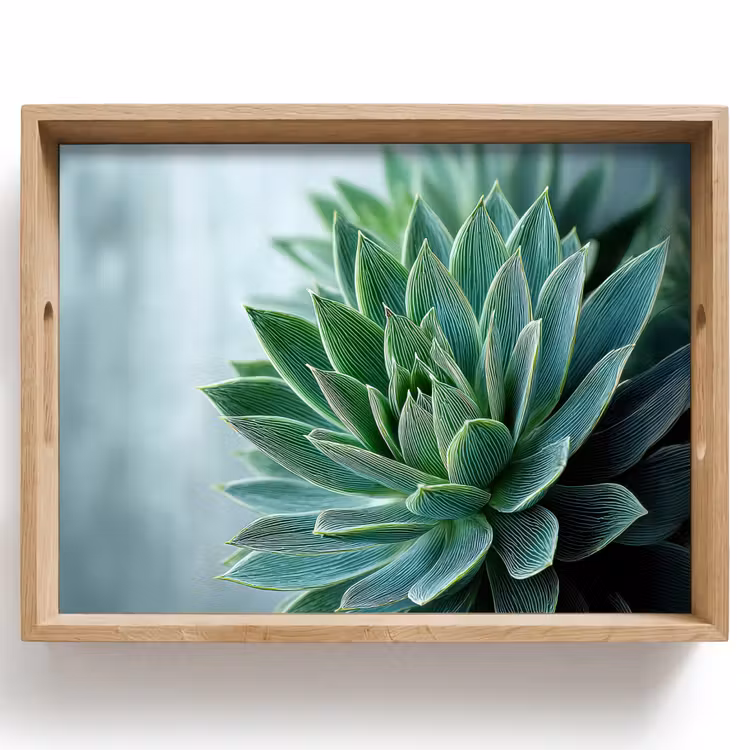 Vetplant - Bladeren - Groen - Wazig Dienblad Rechthoek middel -z3d_shopping