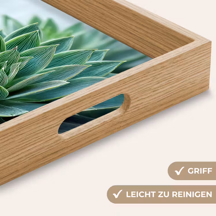 Vetplant - Bladeren - Groen - Wazig Dienblad Rechthoek middel -USP_HandgreepDE