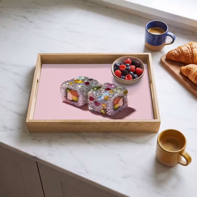 Sushi - Rolletjes - Steentjes - Kleurrijk Dienblad Rechthoek middel -sfeer2