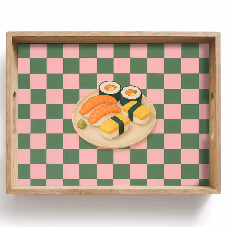 Sushi - Bord - Geblokt - Groen Dienblad Rechthoek middel -z3d_shopping