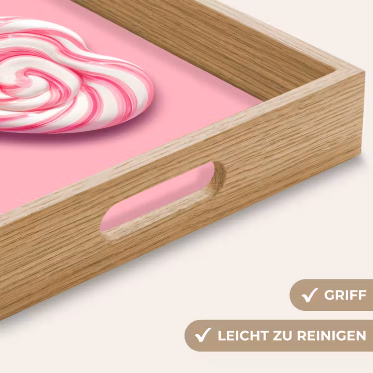 Snoep - Lolly - Hart- Roze Dienblad Rechthoek middel -USP_HandgreepDE
