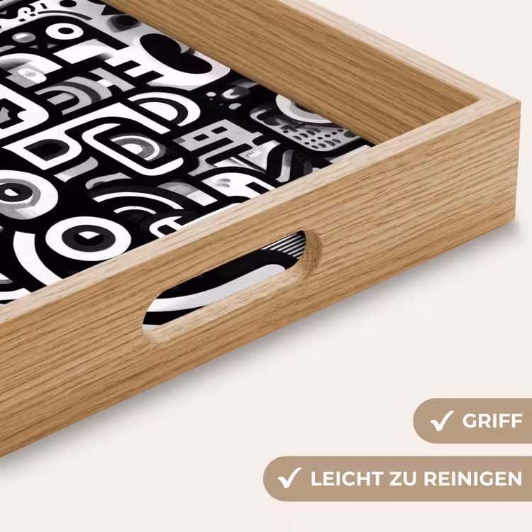 Symbolen - Abstract - Grafisch - Zwart Dienblad Rechthoek middel -USP_HandgreepDE