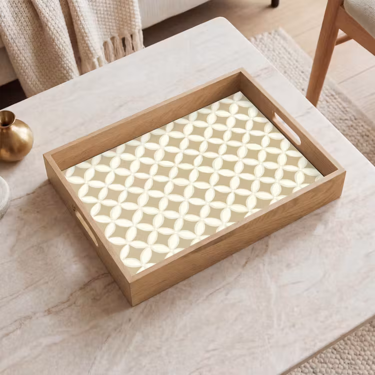 Symmetrisch - Motief - Beige Dienblad Rechthoek middel 911 -sfeer1
