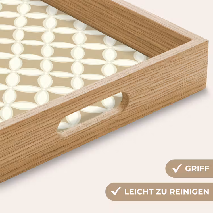 Symmetrisch - Motief - Beige Dienblad Rechthoek middel 911 -USP_HandgreepDE
