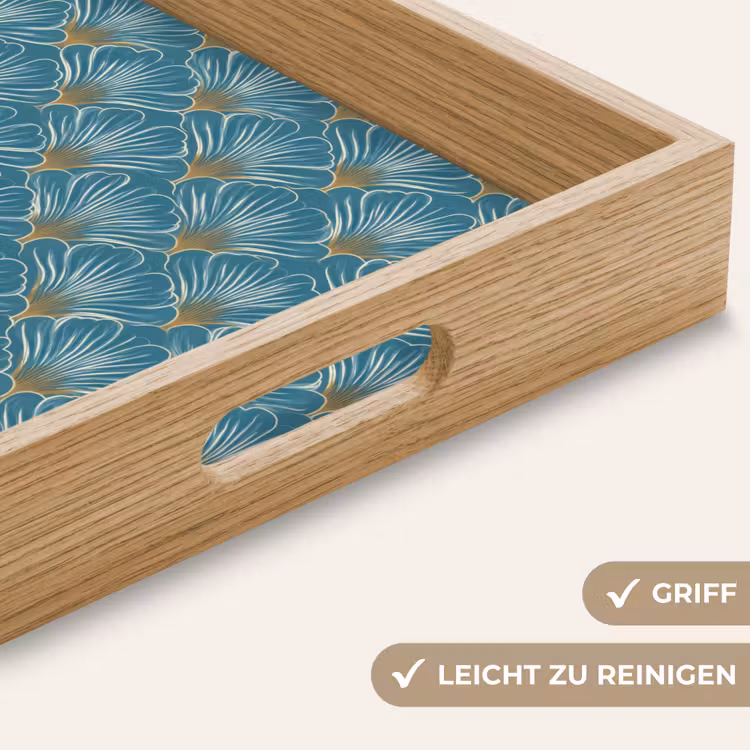 Symmetrisch - Patroon - Blauw Dienblad Rechthoek middel 911 -USP_HandgreepDE
