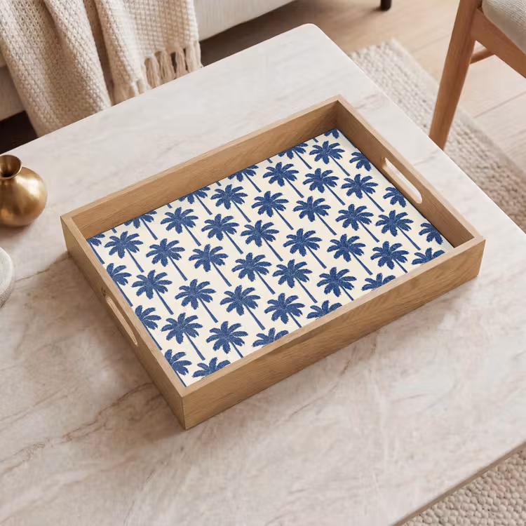 Symmetrisch - Palm - Blauw Dienblad Rechthoek middel 911 -sfeer1