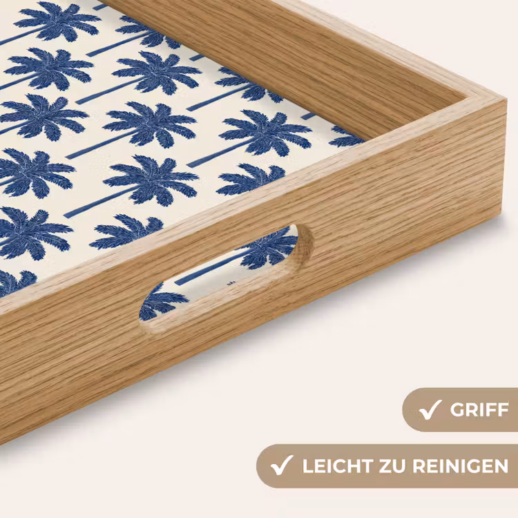 Symmetrisch - Palm - Blauw Dienblad Rechthoek middel 911 -USP_HandgreepDE