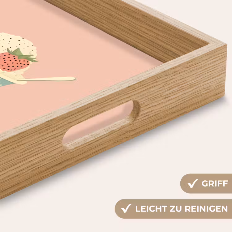 Bakje - Ijs - Aardbei - Roze Dienblad Rechthoek middel -USP_HandgreepDE