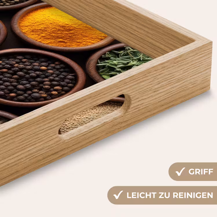 Bakjes - Hout - Kruiden - Kleurrijk Dienblad Rechthoek middel -USP_HandgreepDE
